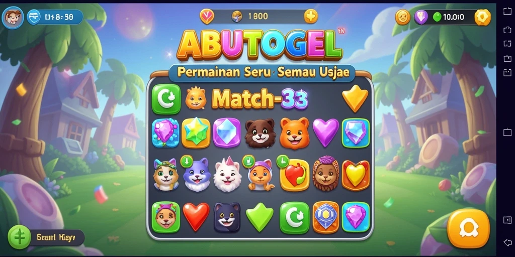 Tampilan menarik dari gameplay Match-3 ABUTOGEL.