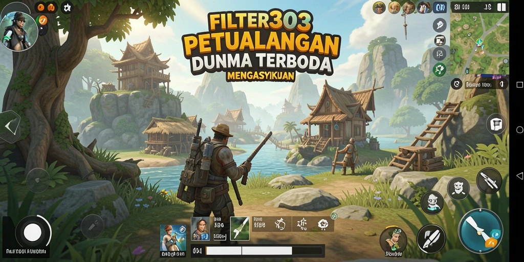 Gameplay FILTER303 yang menampilkan eksplorasi dunia terbuka.