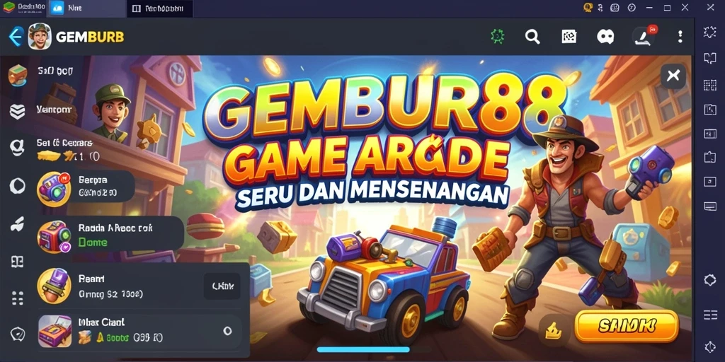 Screenshot utama menampilkan suasana seru gameplay Arcade GEMBUR88.