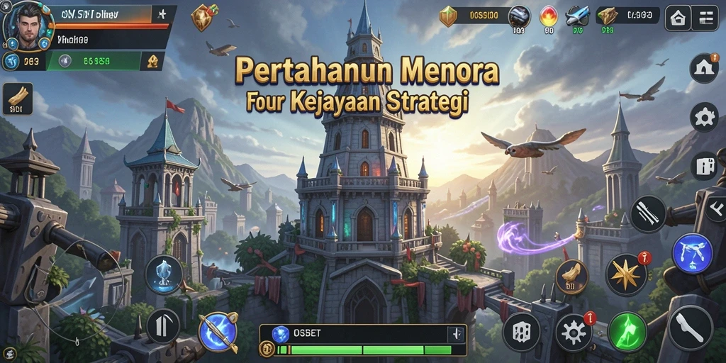 Tangkapan layar gameplay <strong>IOSBET</strong> menampilkan menara dan musuh yang mendebarkan dalam aksi.