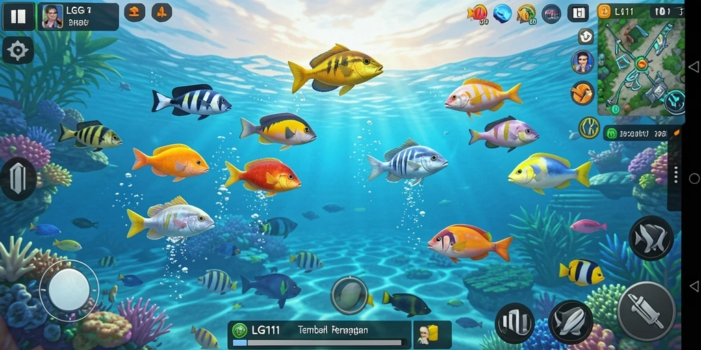Screenshot gameplay LG111 menampilkan aksi seru dalam Tembak Ikan.