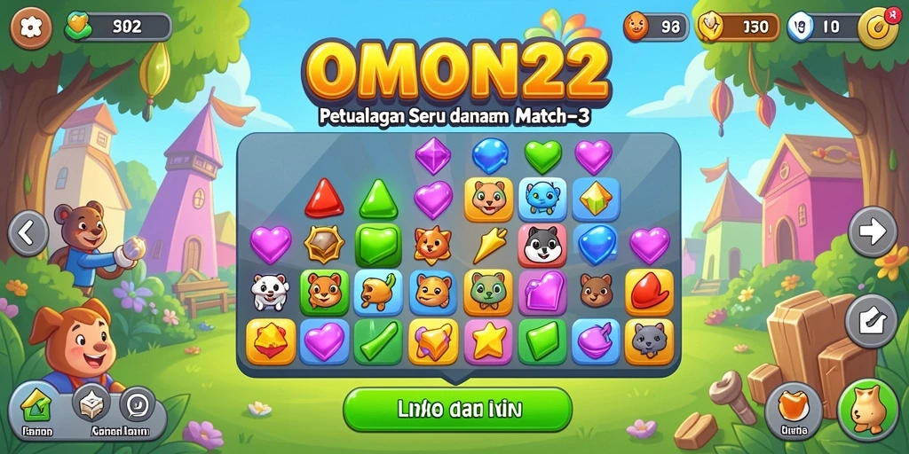 Screenshot OMON22 yang menunjukkan serunya gameplay Match-3.