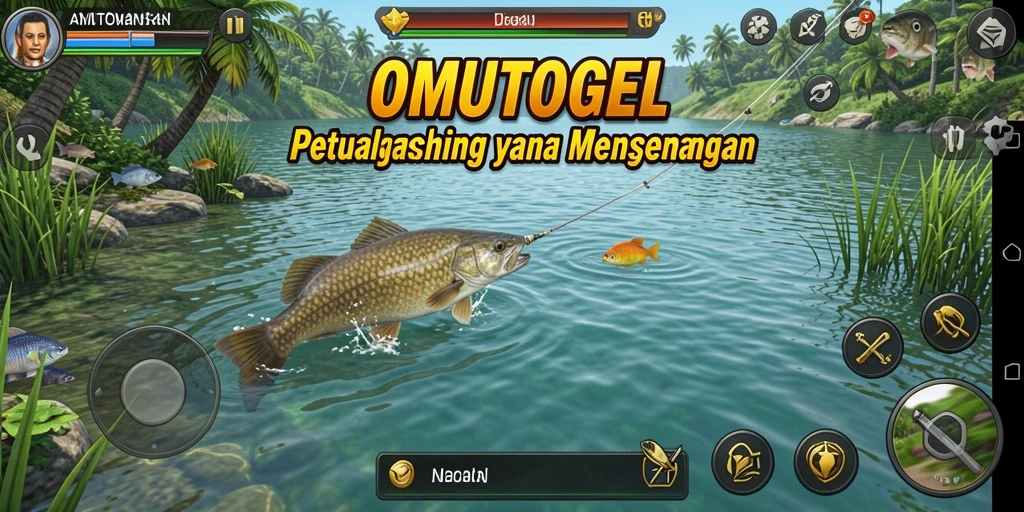 Tampilan gameplay seru dalam OMUTOGEL saat memancing.